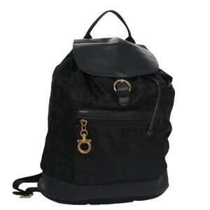 Salvatore Ferragamo Gancini Backpack Nylon Black Gold